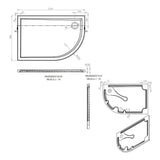 Tabo Splash Low Profile Offset Quadrant Tray & Waste (RH) 1200 x 800 x 40mm