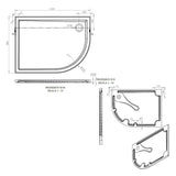 Tabo Splash Low Profile Offset Quadrant Tray & Waste (RH) 1200 x 900 x 40mm