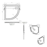 Tabo Splash Low Profile Quadrant Tray & Waste 800 x 800 x 40mm