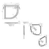 Tabo Splash Low Profile Quadrant Tray & Waste 900 x 900 x 40mm