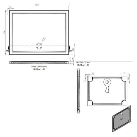 Tabo Splash Low Profile Rectangular Tray & Waste 1200 x 900 x 40mm