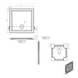 Tabo Splash Low Profile Square Tray & Waste 700 x 700 x 40mm