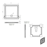 Tabo Splash Low Profile Square Tray & Waste 800 x 800 x 40mm