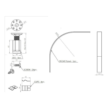 Tabo Splash Offset & Quadrant Shower Tray Leg Set 1200mm