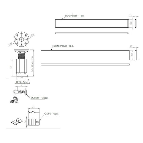 Tabo Splash Square & Rectangular Shower Tray Leg Set 1200mm