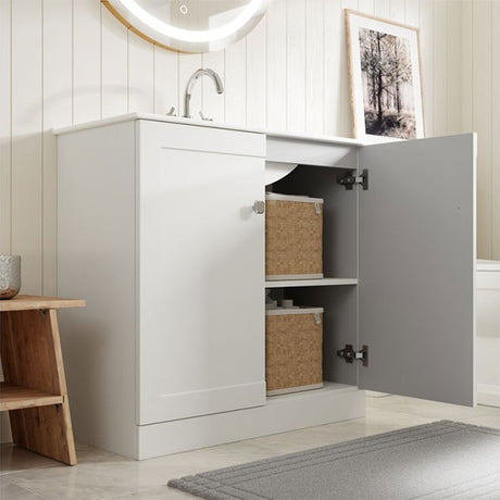 Tabo Treviso Matt White Floor Standing 2 Door Basin Unit 