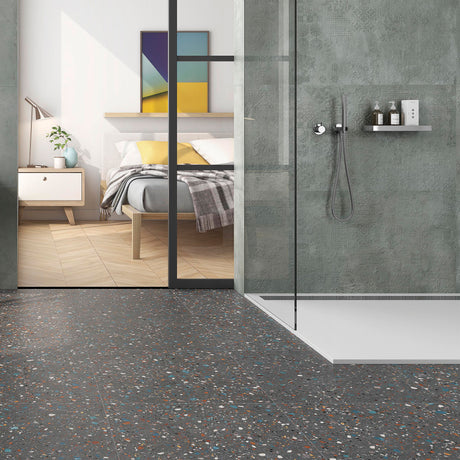 Tiva Nero tile in bathroom