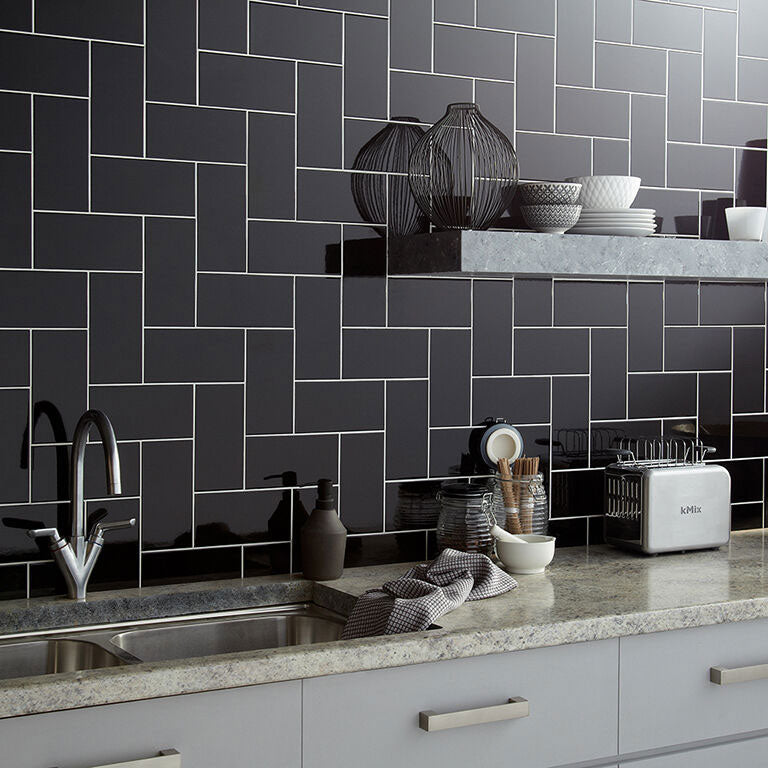 Town Black Gloss Ceramic Wall Tiles