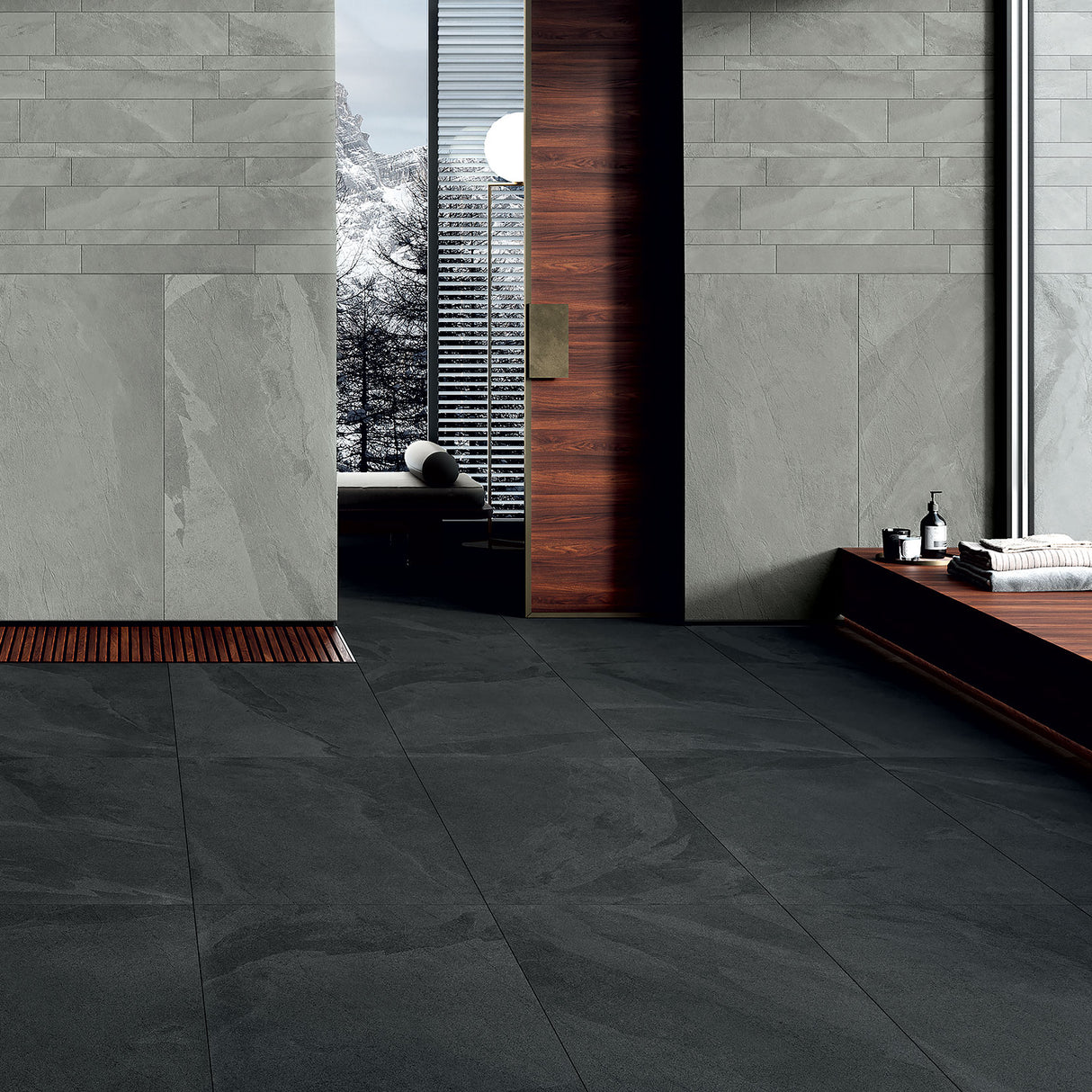 Unicom Starker Brazilian Slate Rail Black Rett Tiles