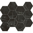 Unicom Starker Marmorea Nero Marquinia Hexagon Mosaic 30 x 34cm