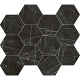 Unicom Starker Marmorea Nero Marquinia Hexagon Mosaic 30 x 34cm