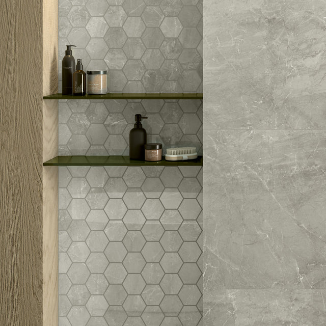 Unicom Starker Muse 2.0 Hexagon Grey Marble mosaics