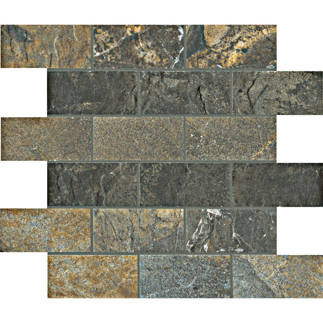 Unicom Starker Natural Slate Multicolour Brick Mosaic 30 x 30cm