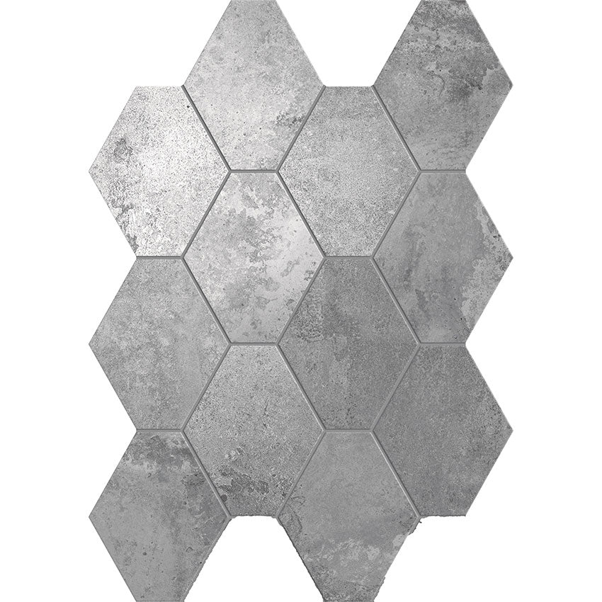 Unicom Starker Oxid Silver Hexagon Mosaic 25 x 34cm