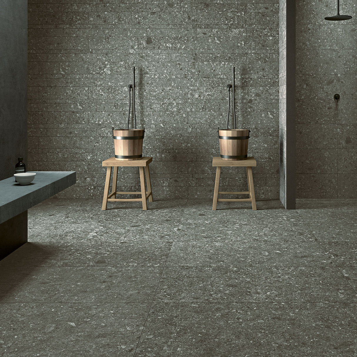 Unicom Starker Pietra di Gré Antracite tiles and plank decors