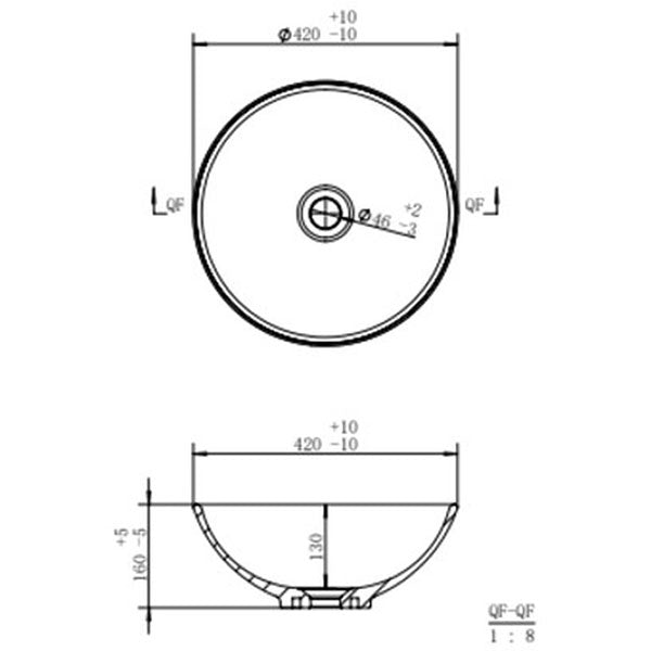 Wallace White Round Washbowl 410mm