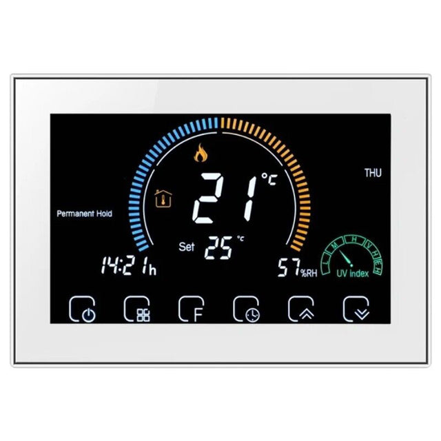 Warmsole Wi-Fi XL Programmable Thermostat - 7-Day Touch Screen, Air & Floor Sensor - White
