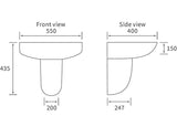 Westminster 1TH Basin & Semi Pedestal 550 x 400mm