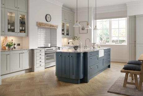 Omega Sheraton Wood Shaker Painted Light Grey & Oxford Blue