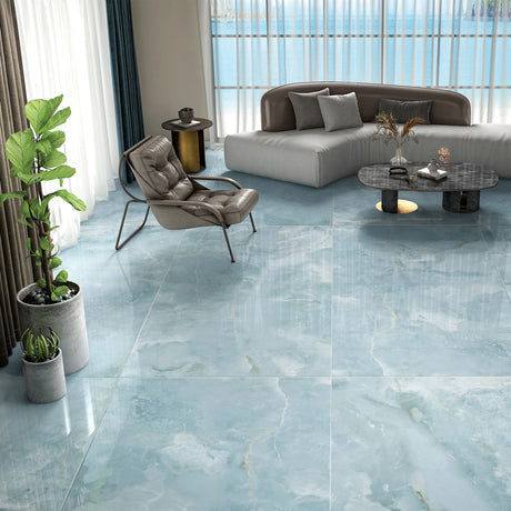 Zalara Aqua tiles on lounge floor