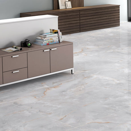 Zalara Sky tiles, installed on a floor