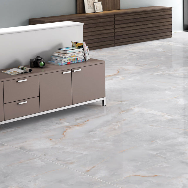 Zalara Sky tiles, installed on a floor