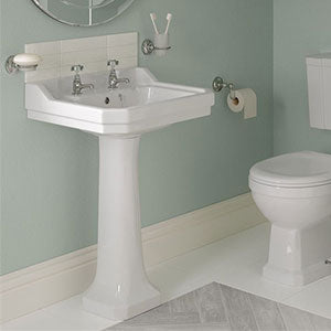 Abbey 2TH Basin & Full Pedestal 600 x 500mm