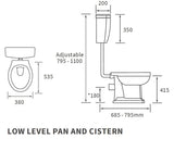 Tabo Primrose Brushed Brass Low Level WC & Satin White Wood Effect Soft Close Seat