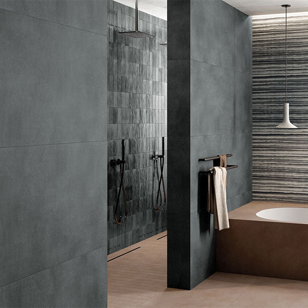 ABK Poetry Net Coal Rett Tiles 60 x 120cm