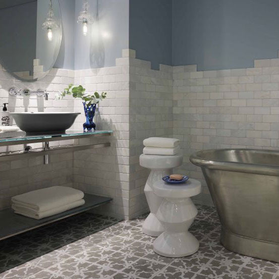 ABK Poetry Stone Stamp Beige tiles in Fresh Hotel, Athens