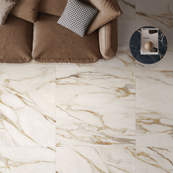 ABK Sensi Signoria Calacatta Vena Oro Rett Tiles 120 x 120cm