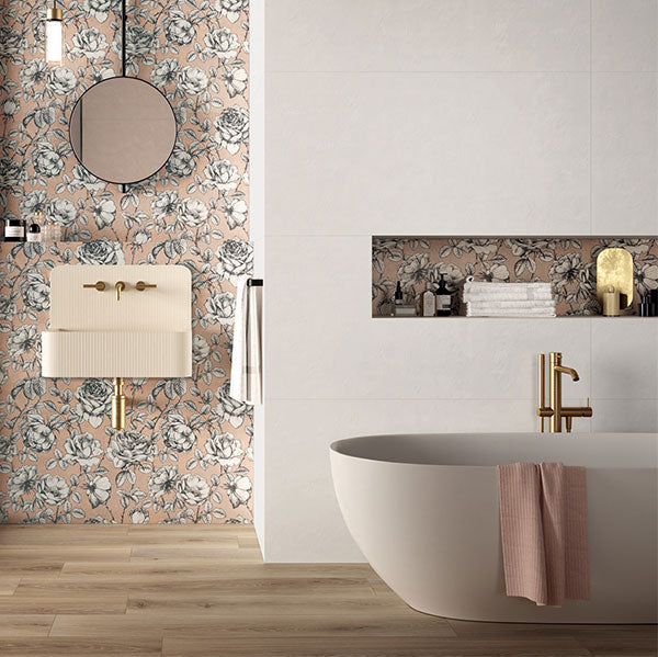 ABK Wide&Style Mini Solid Colours Snow and Roses tiles