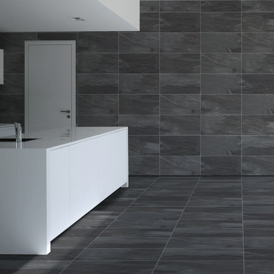 Fossil Black Matt Tiles