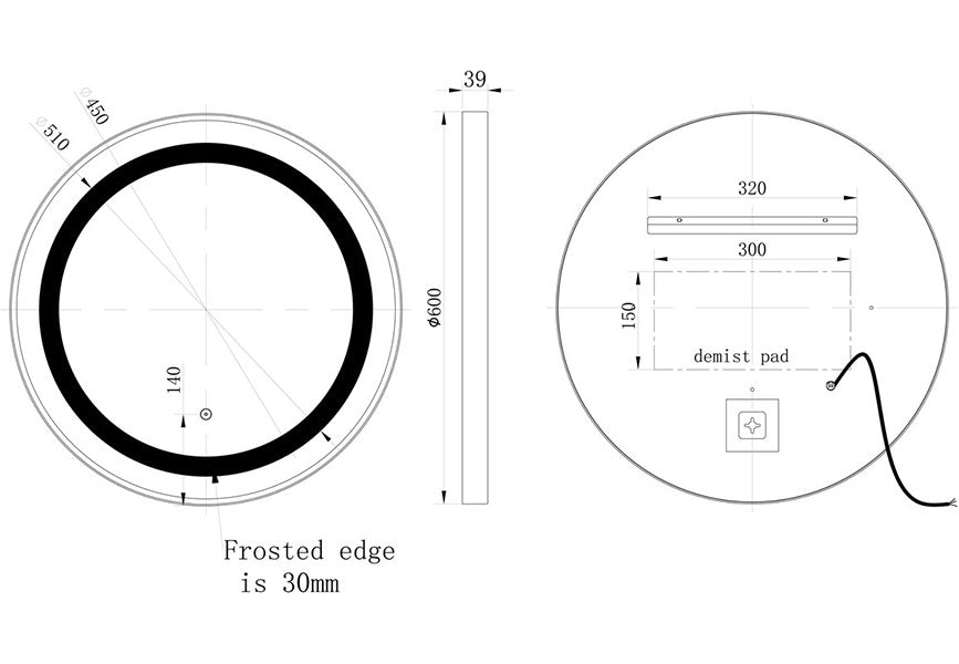 Tabo Future Front-Lit LED Brushed Brass Mirror 600 x 600mm