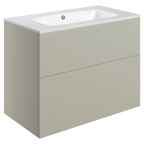 Tabo Milan Matt Latte Wall Hung 2 Drawer Unit & Basin 815mm