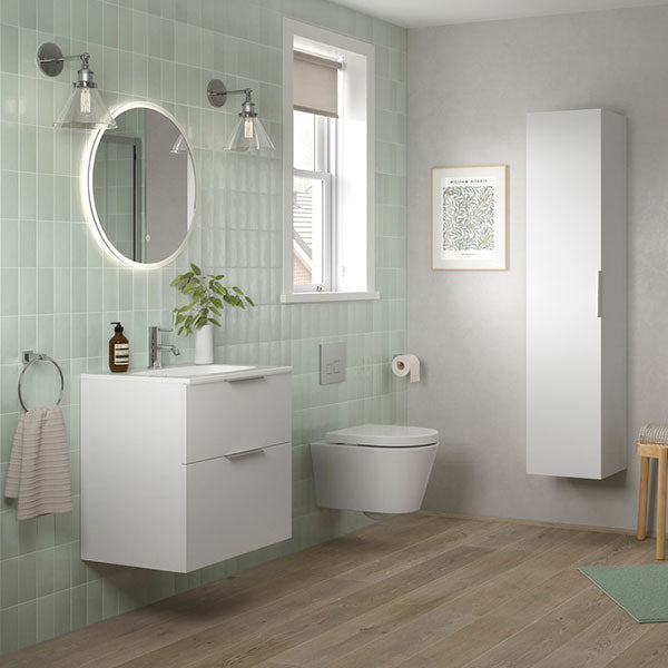 Tabo Milan Matt White Wall Hung 1 Door Tall Unit 350mm