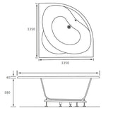Apollo Barnet Standard Bath 1350 x 1350 x 620mm