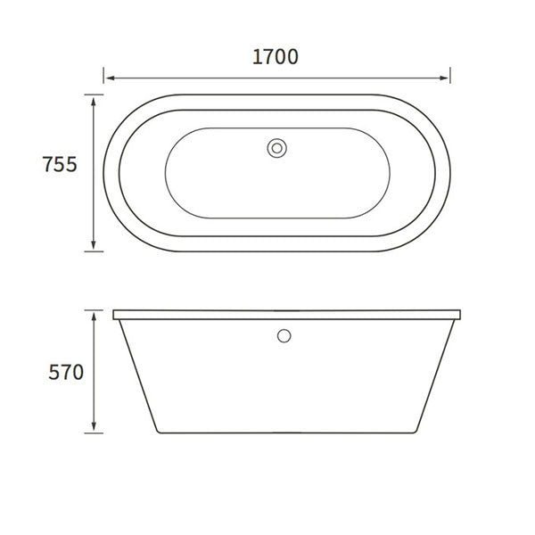 Apollo Bromley Freestanding Bath 1700 x 755 x 570mm