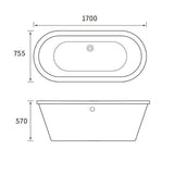 Apollo Bromley Freestanding Bath 1700 x 755 x 570mm