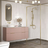 Tabo Marina Brushed Brass Thermostatic Bar Mixer Shower with Riser Kit