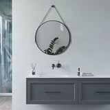 Tabo Penny Matt Black Mirror with Strap 600 x 600mm