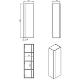 Tabo Roma Matt Cotton Wall Hung 1 Door Tall Unit 350mm