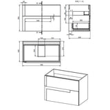 Tabo Roma Matt Black Wall Hung 2 Drawer Unit & Coordinating Basin 805mm