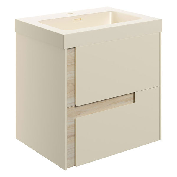 Tabo Roma Matt Cotton Wall Hung 2 Drawer Unit & Coordinating Basin 605mm