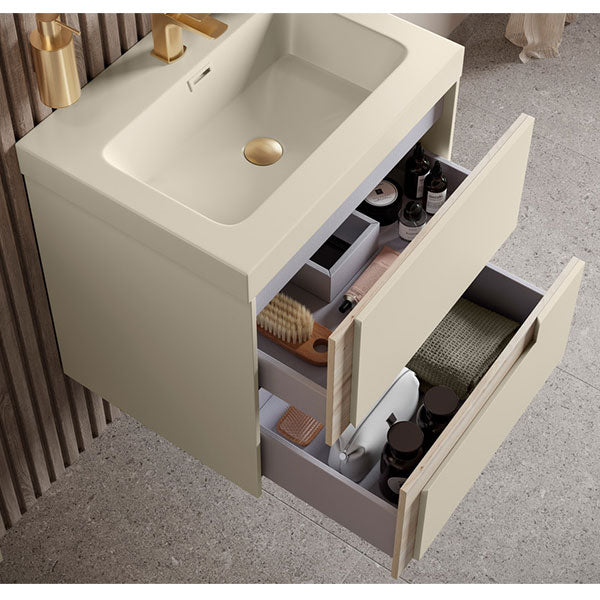 Tabo Roma Matt Cotton Wall Hung 2 Drawer Unit & Basin 