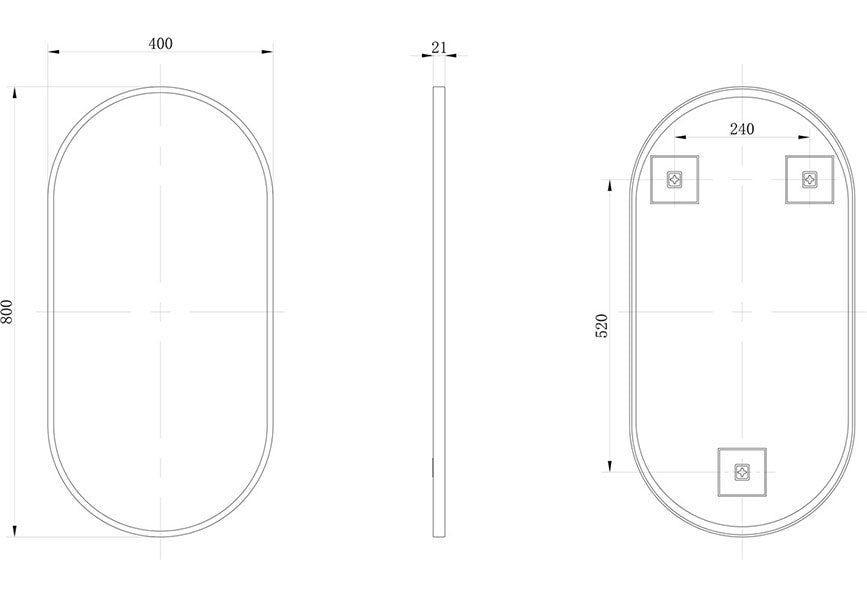 Tabo Moon Brushed Brass Obround Mirror 800 x 400mm