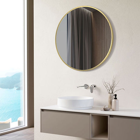 Tabo Moon Brushed Brass Round Mirror