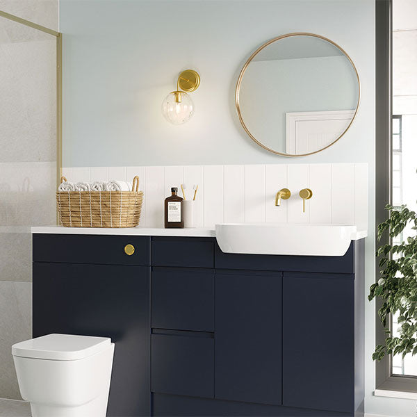 Tabo Moon Brushed Brass Round Mirror