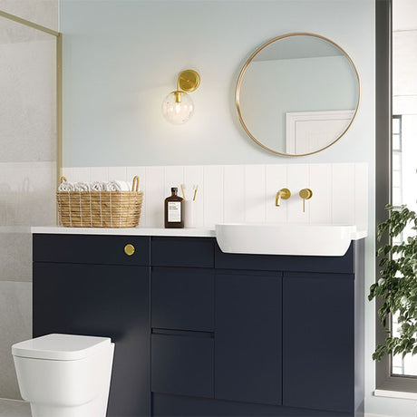 Tabo Moon Brushed Brass Round Mirror