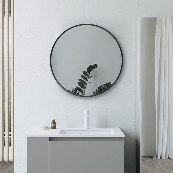 Tabo Moon Matt Black Round Mirror 600 x 600mm